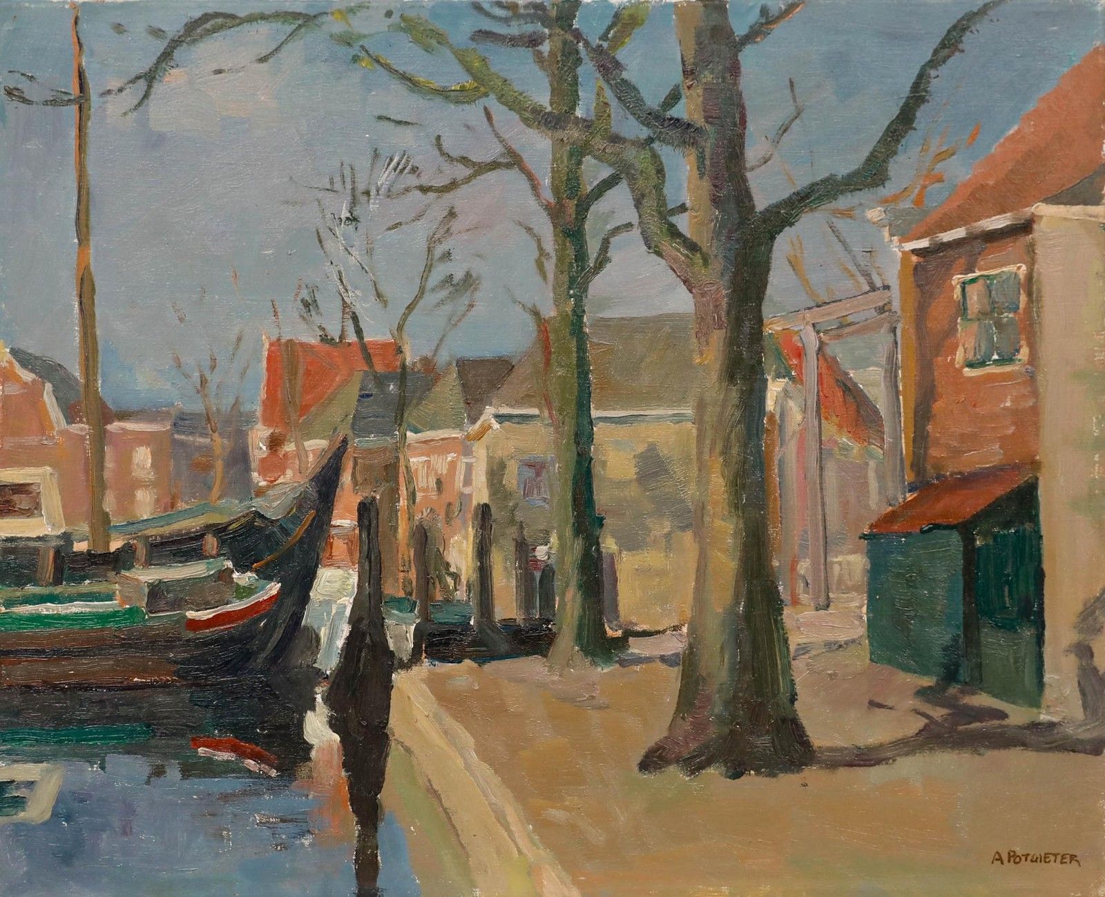 Adam Potgieter (1899 1982) Mid 20th Century Oil, Winter Sun photo furniture