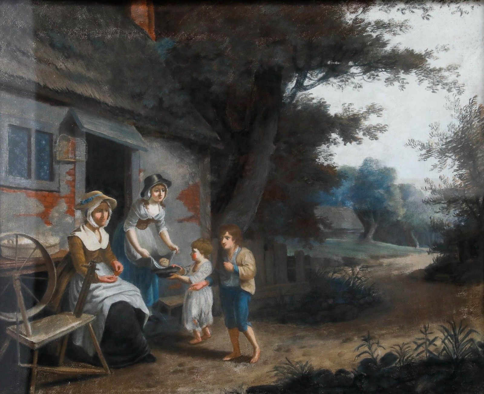 Follower Of Francis Wheatley Ra Framed 19th Century Pastel, Buying Bread photo furniture