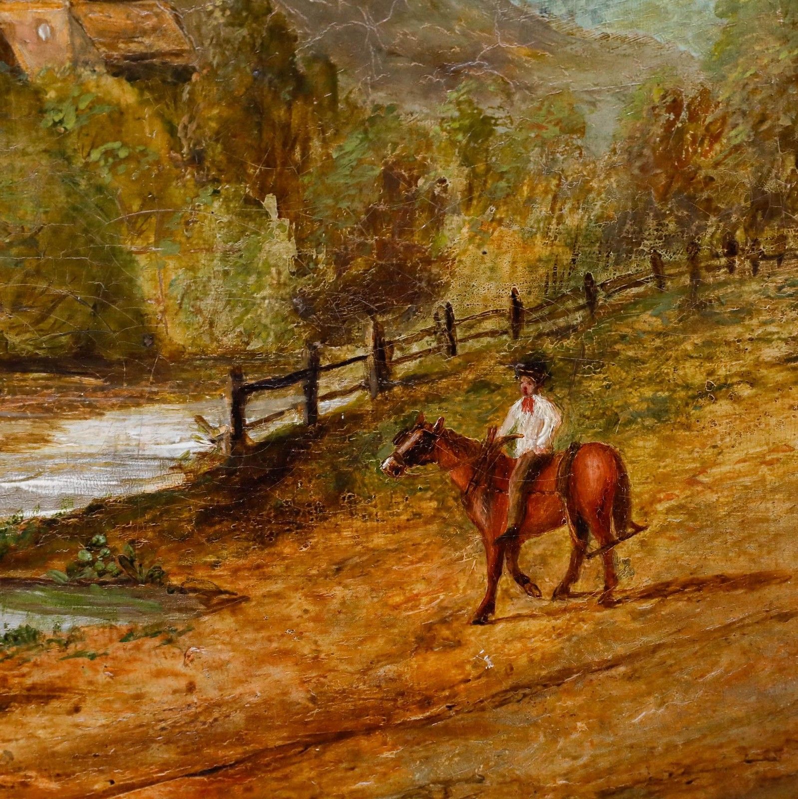 A. Wilson Framed 19th Century Oil, Fishing By The Ruins photo Art