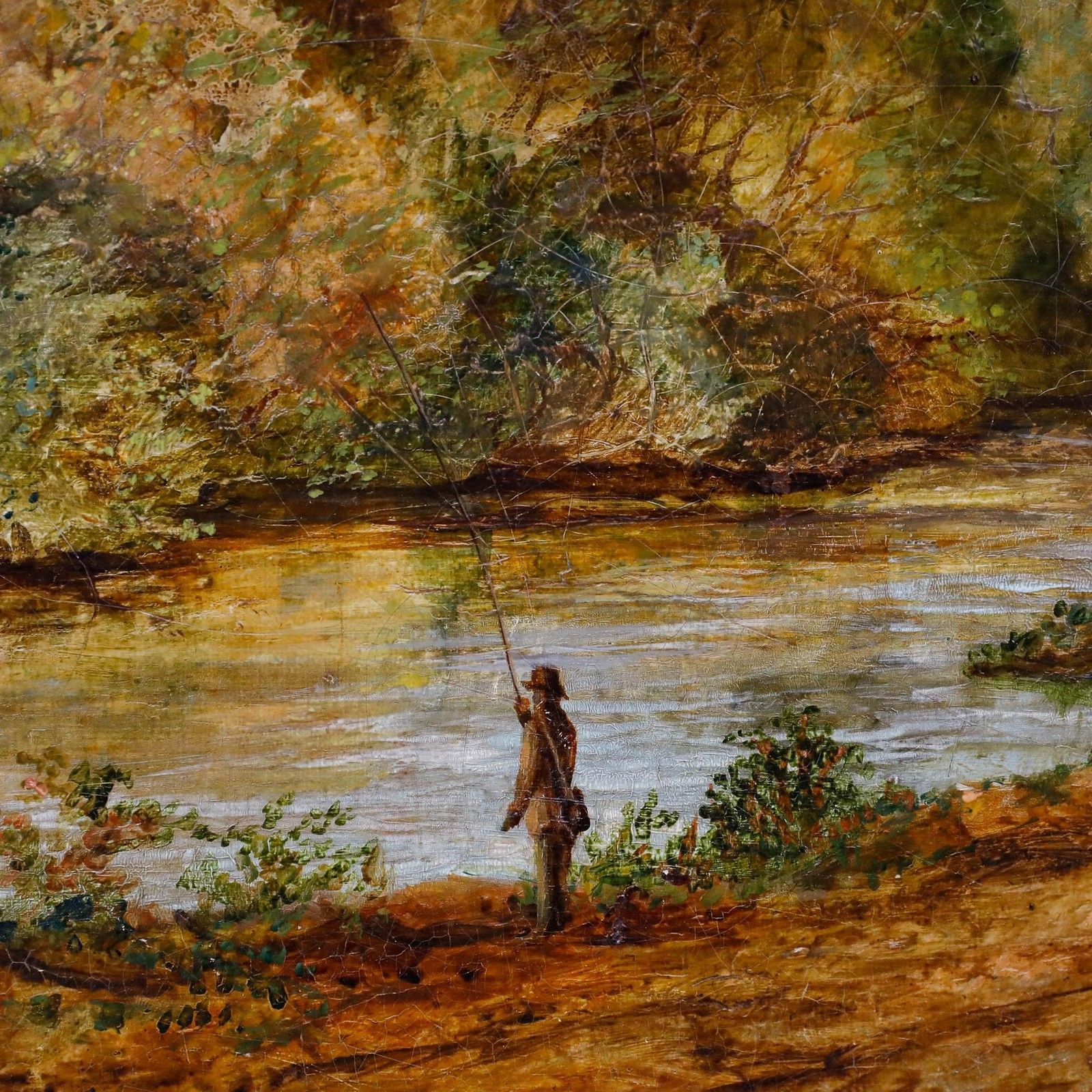 A. Wilson Framed 19th Century Oil, Fishing By The Ruins photo vinterior