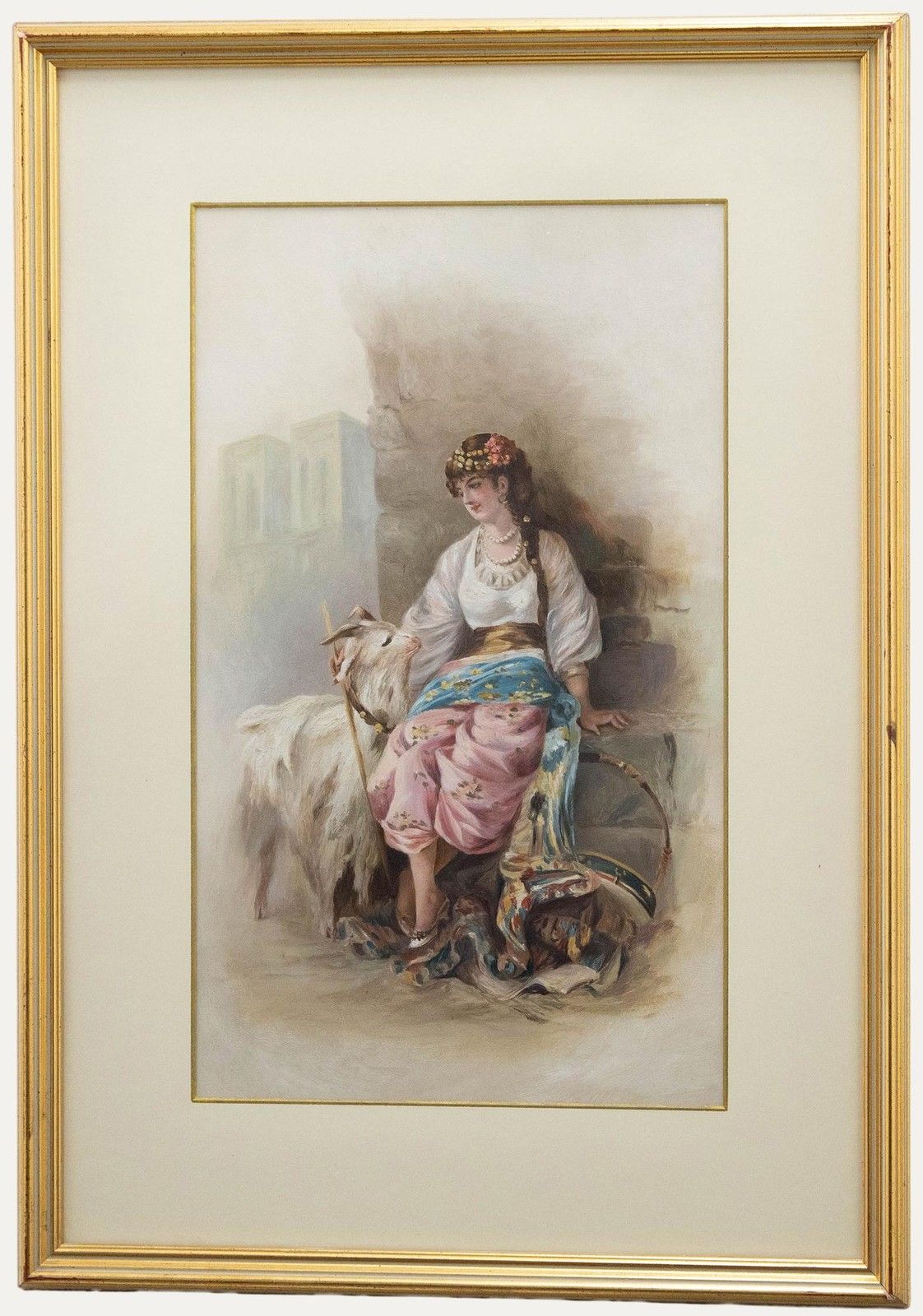 Framed Late 19th Century Oil Parisian Gypsy With Goat