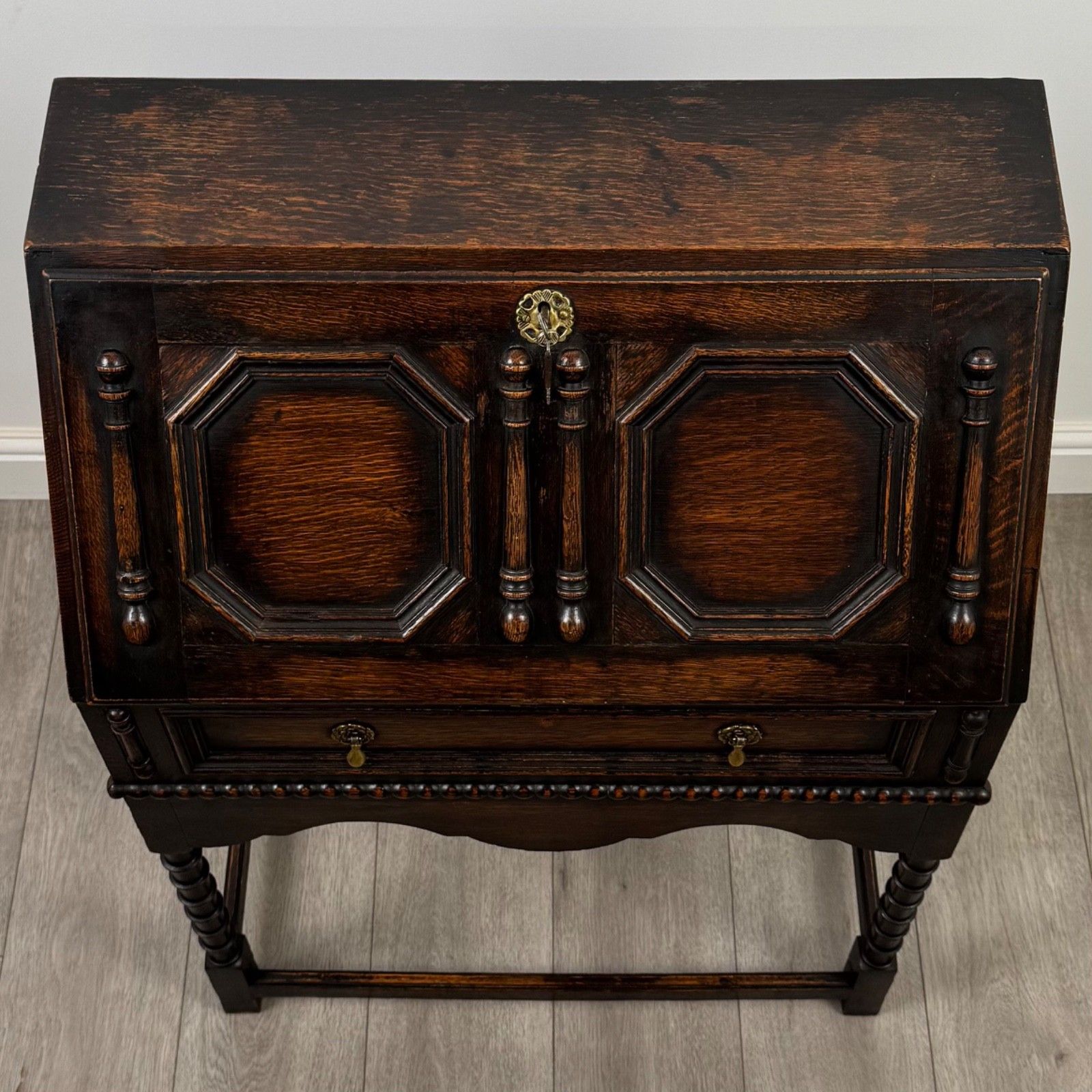 photo for sale Antique 20th Century Jacobean Style Bureau In Oak