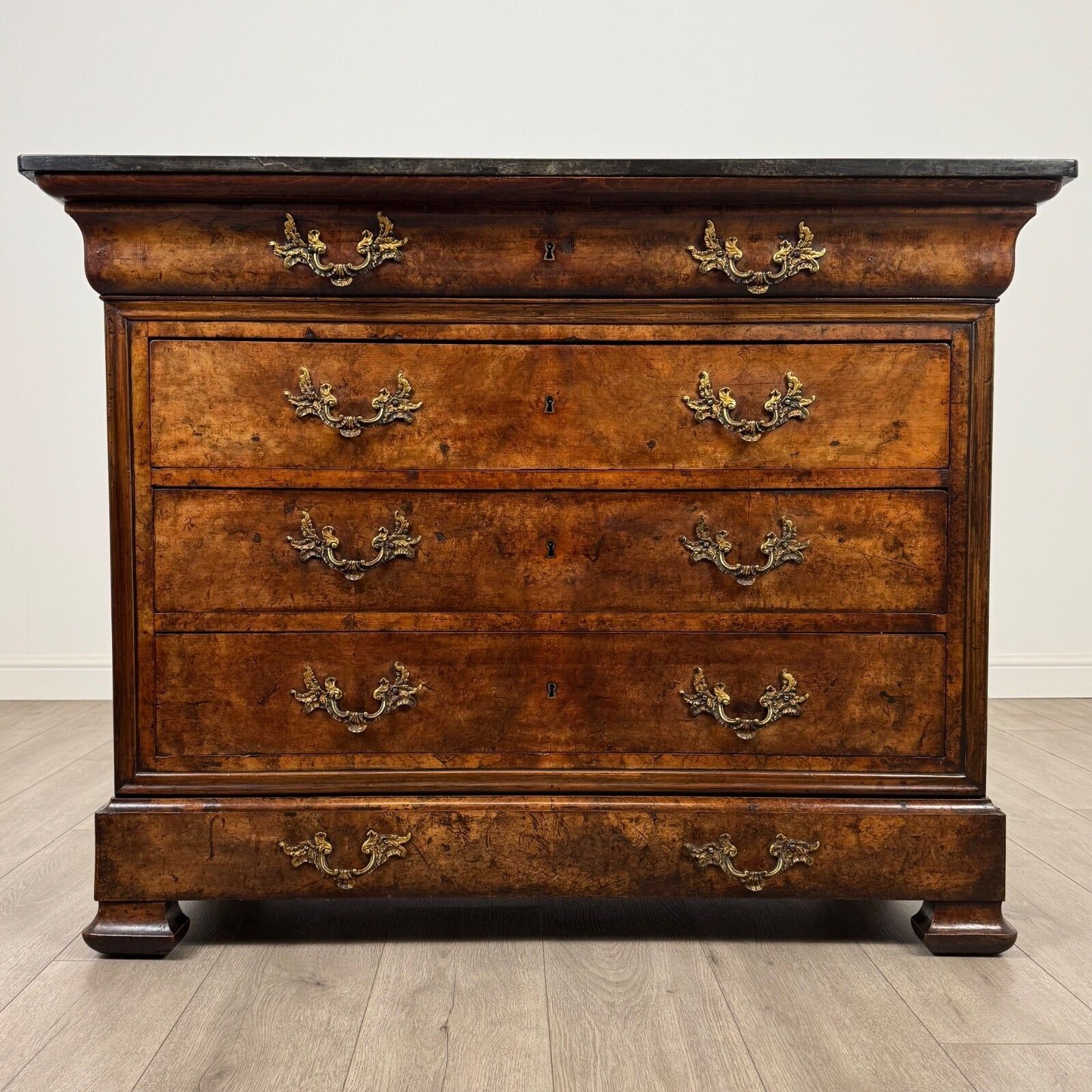 Antique 19th Century Burr Walnut French Chest Of Drawers