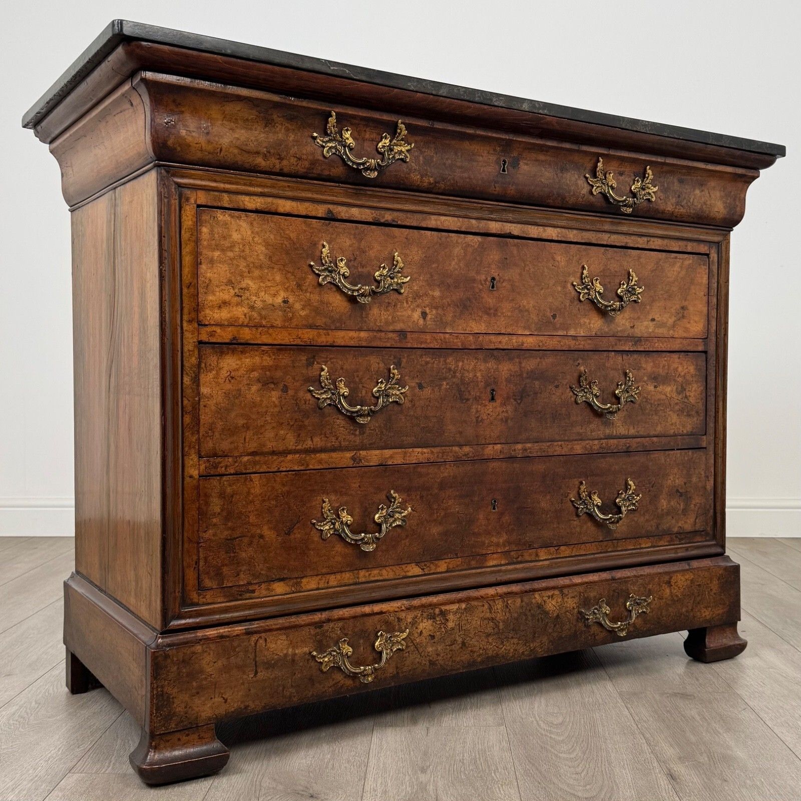 Antique 19th Century Burr Walnut French Chest Of Drawers photo vintage