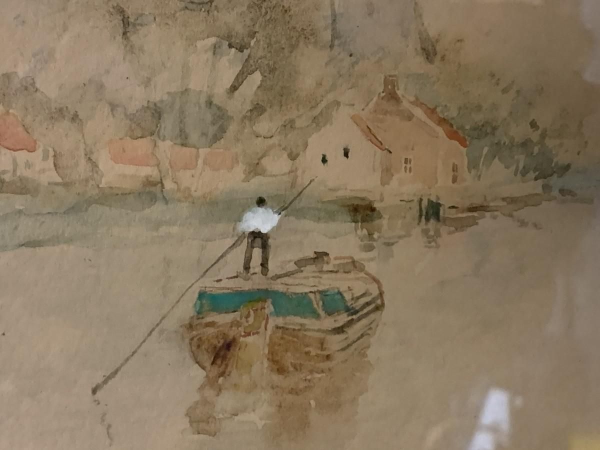 Henri Stacquet, Holland Landscape, Watercolor, 1880s photo buy