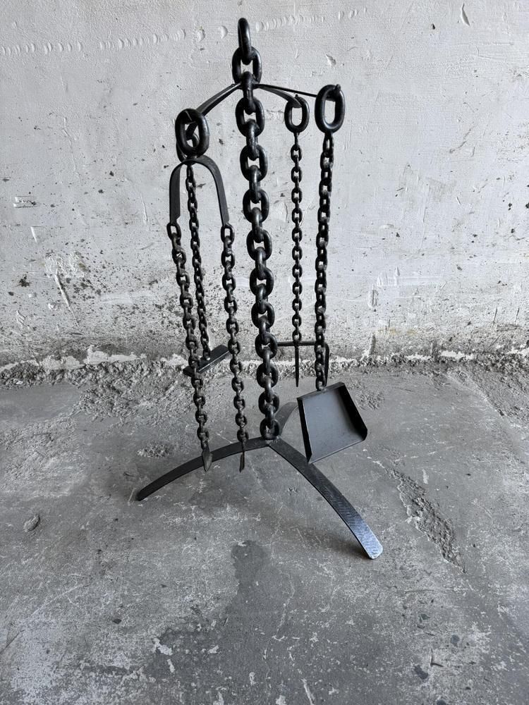 Fireplace Set In Cast Iron, Set Of 5 photo vintage