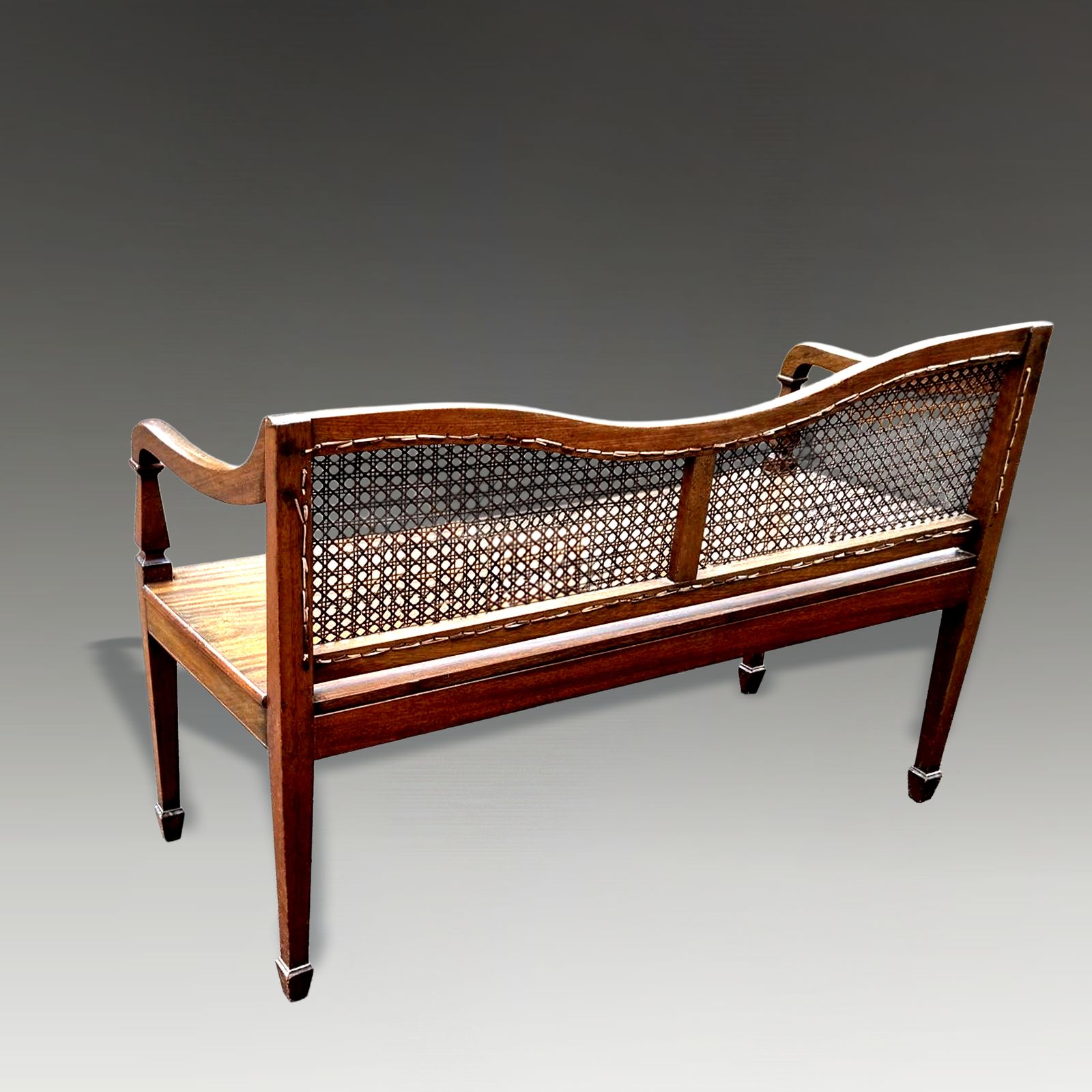 Superb Antique Late 19thc French Fruitwood Caned Bench 118cm Wide photo 775.0