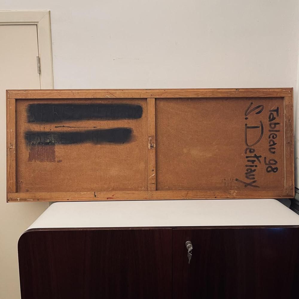 photo furniture Serge Detriaux, Abstract Orange And Black Composition, Oil On Panel, 1998