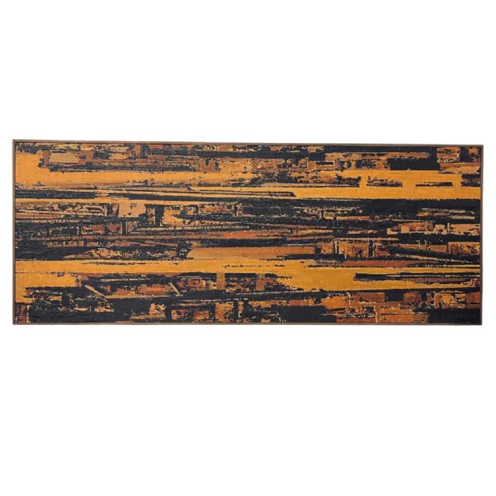 Art Serge Detriaux, Abstract Orange And Black Composition, Oil On Panel, 1998 photo