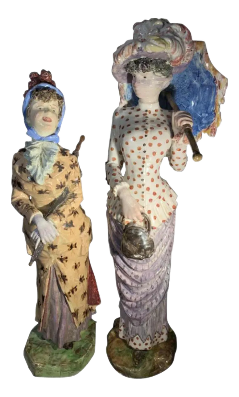 Impressionistische Aardewerken Vrouwensculpturen Van Cacciapuoti Fratelli, 1881 – Set Van 2