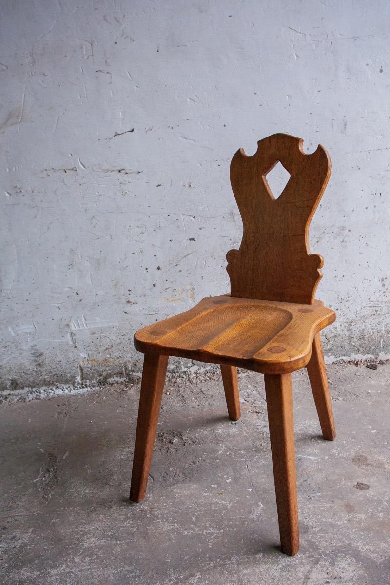 Brutalist Oak Wooden Chairs, Set Of 2 photo Furniture