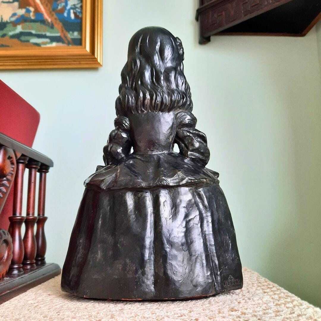 Urregui Cold Painted Terracotta Sculpture Of Princess Margarita From Painting Las Meninas De Velazquez. photo vinterior