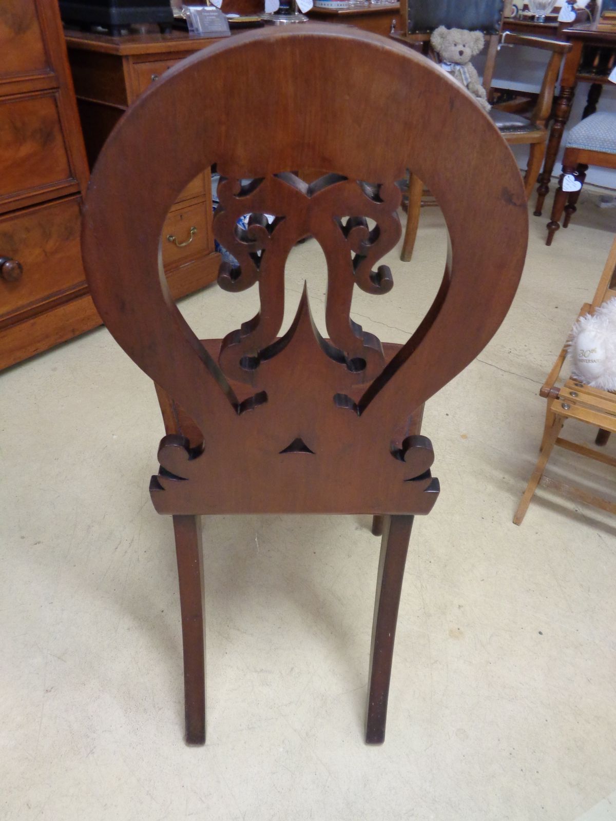 Heavy Mahogany Hall Chair, Mid 20th Century photo 75.0
