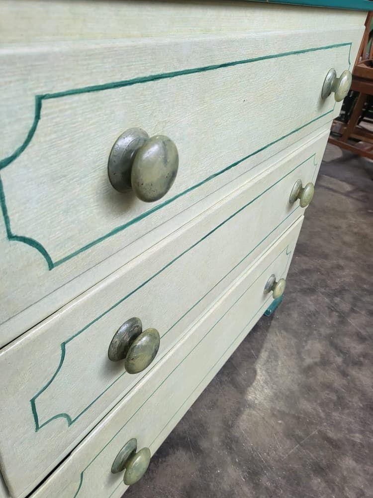 Antique Victorian Painted Small Low Chest Of Drawers photo for sale