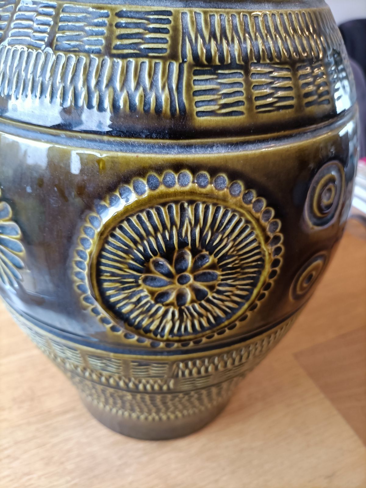 West German Vase, Olive  Green 1960 70s. From Keramik photo 190.0