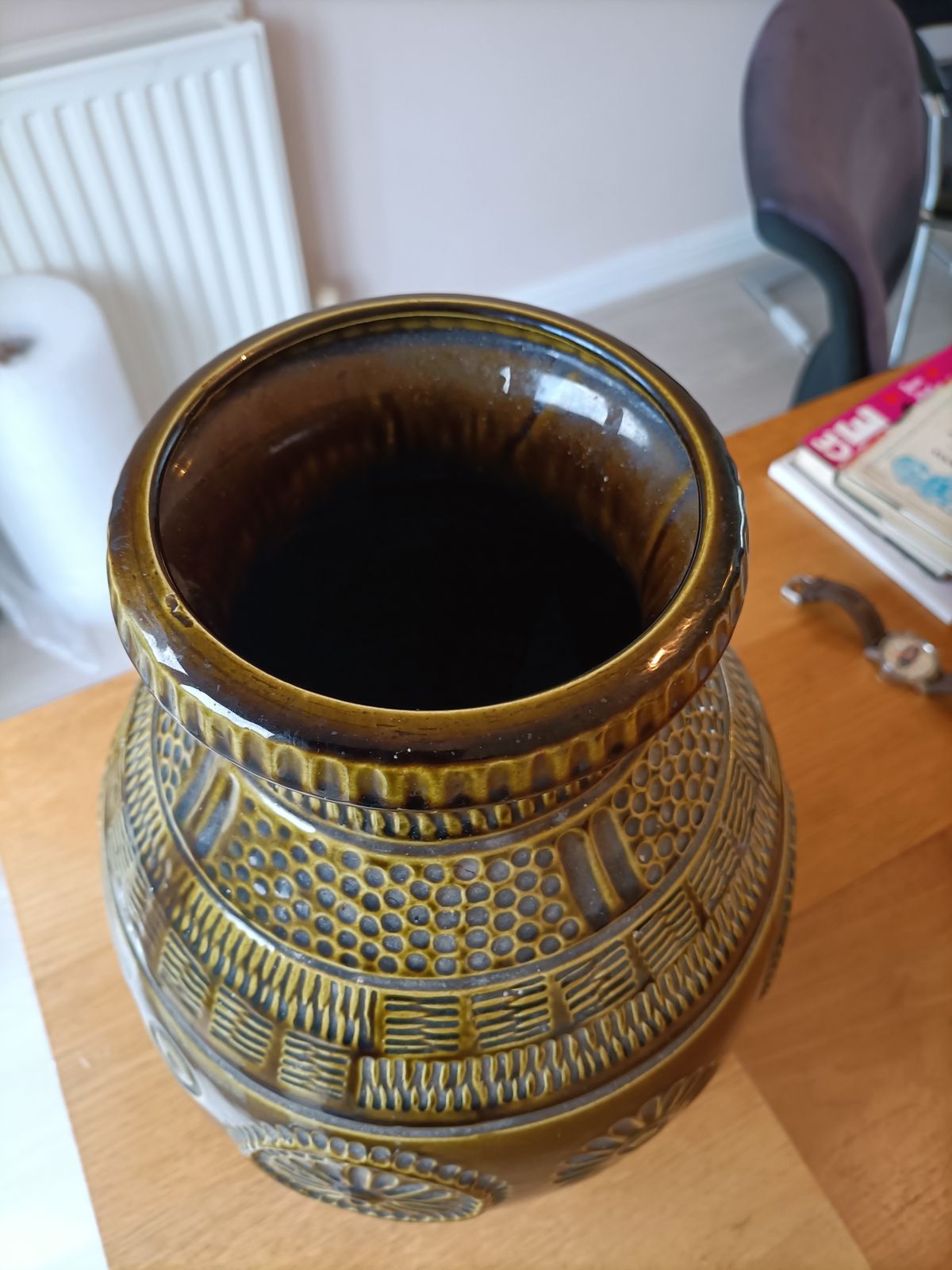 West German Vase, Olive  Green 1960 70s. From Keramik photo vinterior
