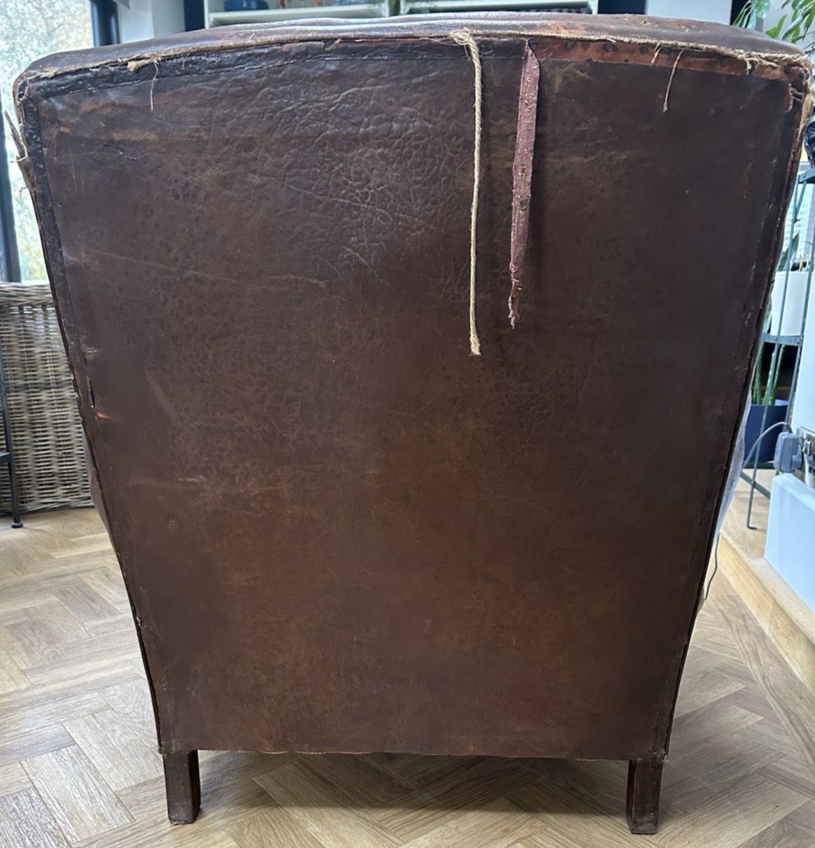Antique 1930’s French  Leather Club Chair photo vintage