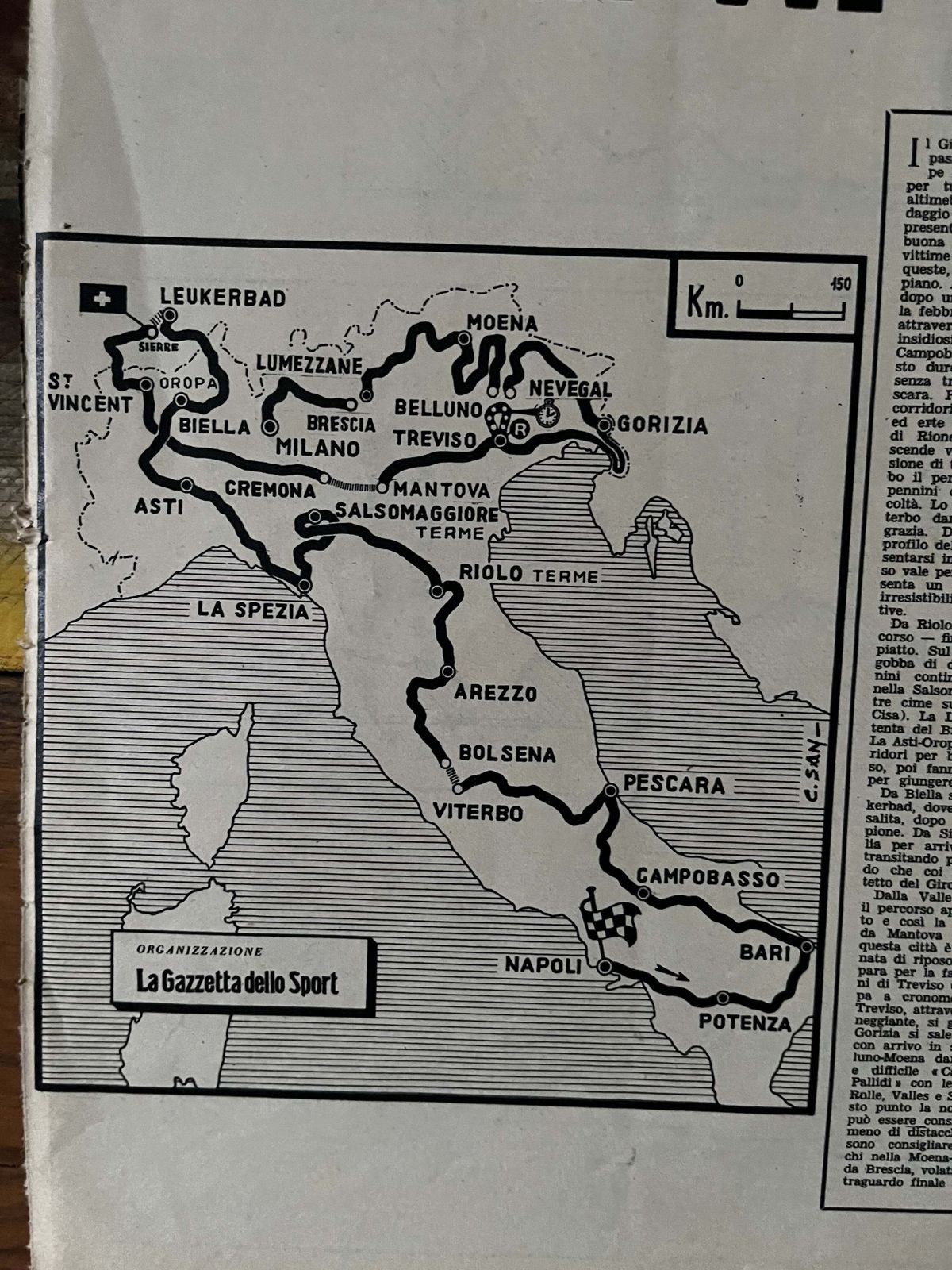 Giro D'italia Map 1963, 1960s, Vintage photo furniture