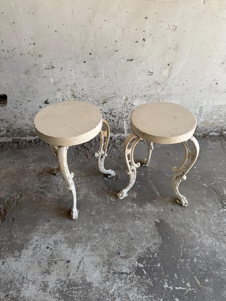 Set Of Antique Cast Iron Side Tables, Set Of 2 photo furniture