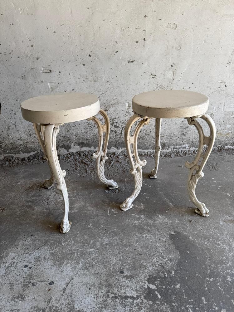 photo for sale Set Of Antique Cast Iron Side Tables, Set Of 2