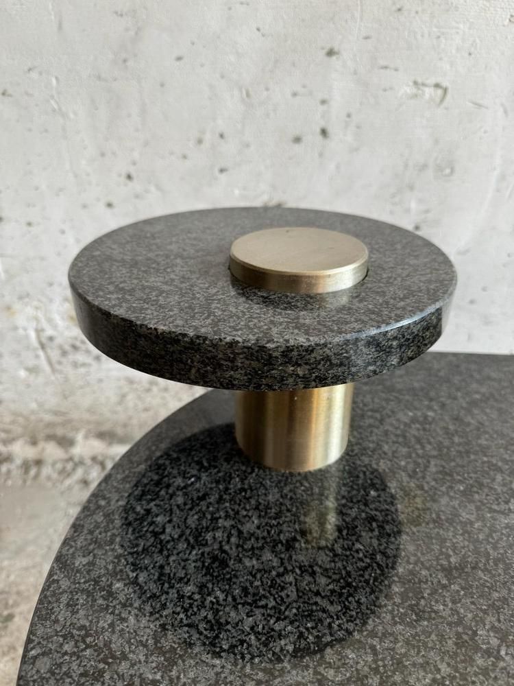Vintage Coffee Table In Granite And Stainless Steel, 1980s photo for sale