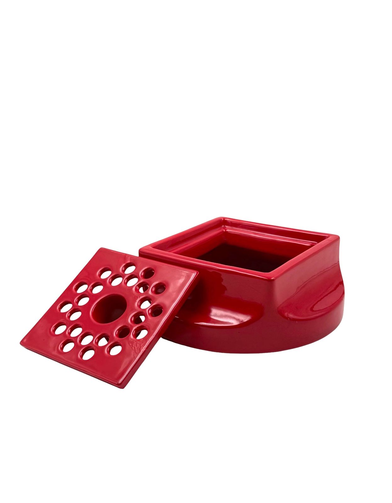 Home Decor Space Age Red Ceramic Ashtray, Studio Opi, Gabbianelli Italy Ca. 1970 photo