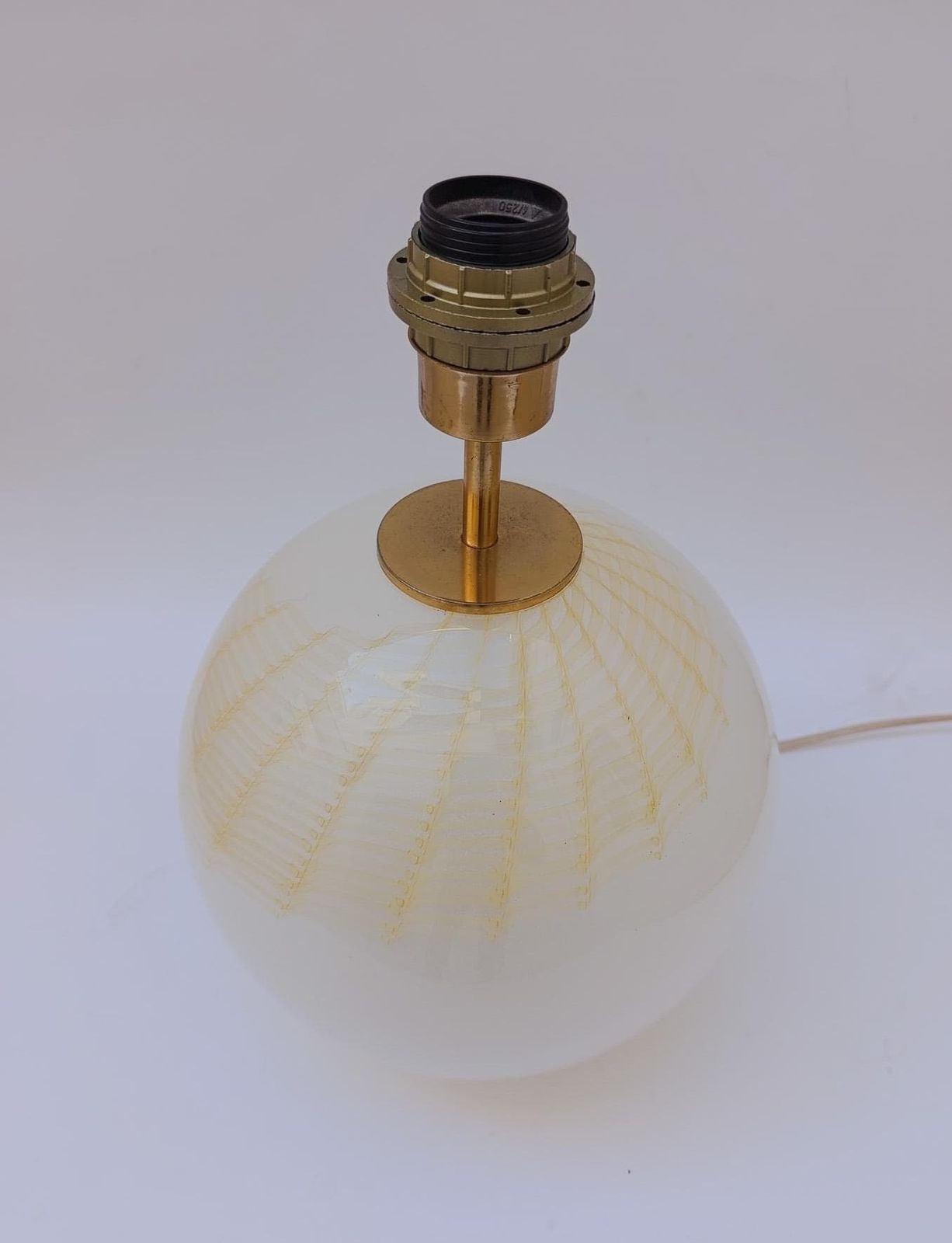 Lampada Da Tavolo La Murrina Sfera In Vetro Beige Giallo Oro Vintage Italian Design photo Lighting
