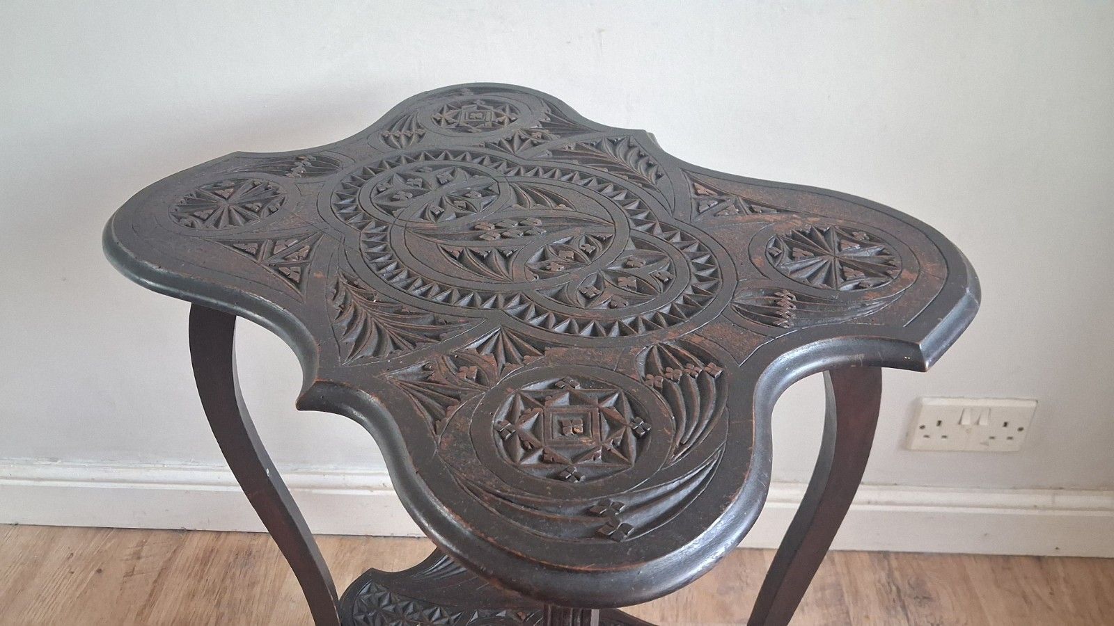 Arts And Crafts Ebonised Hardwood Japanese Carved Hall /Side/Lamp ..Table photo furniture
