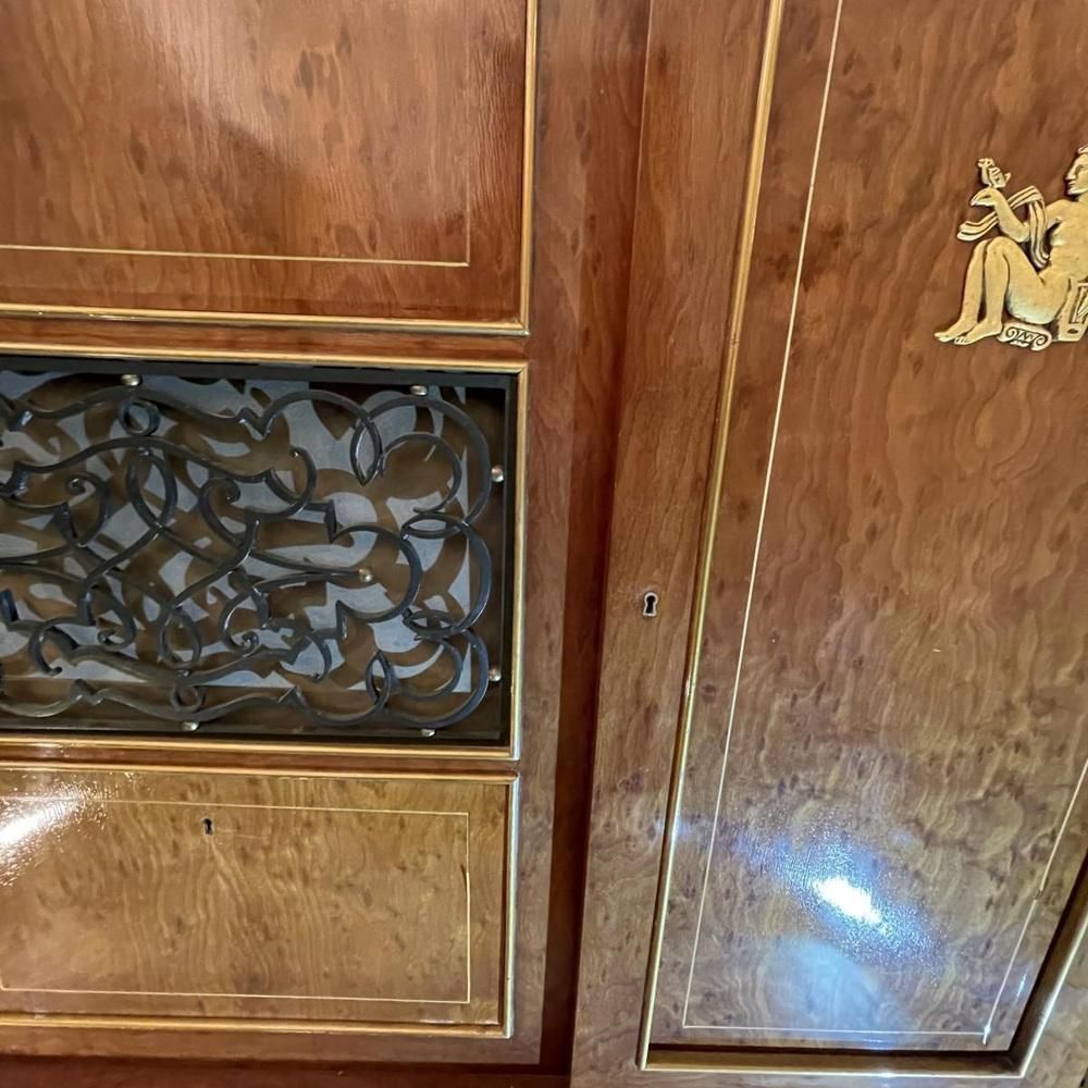 Art Deco Dresser Or Bar In Veneers, Bronze And Ironwork, 1930s 1940s photo vinterior