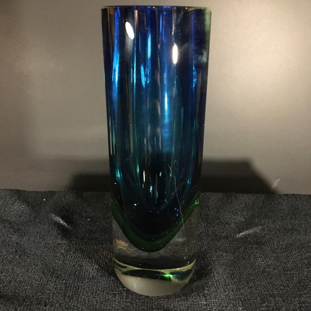 Blue And Green Sommerso Murano Glass Vase By Flavio Poli For Murano 1960s photo 388.0