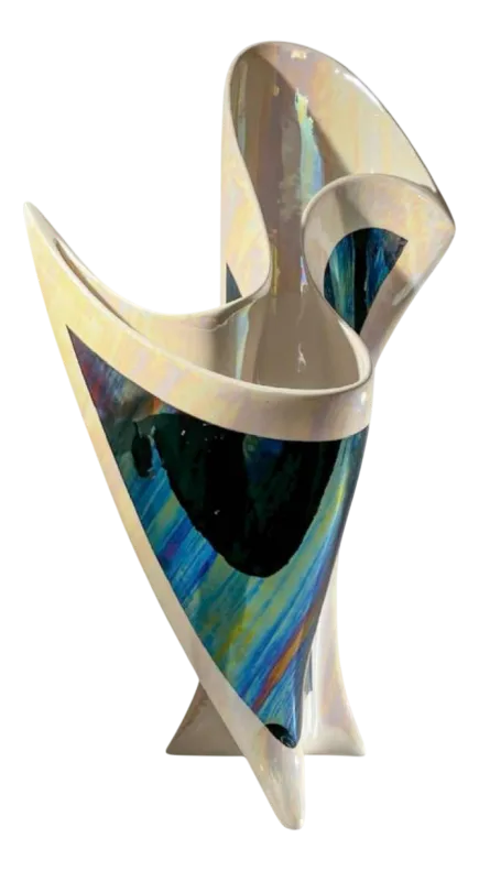 Sculpturaal Iriserende Keramische Vaas, Jaren 1960–1970