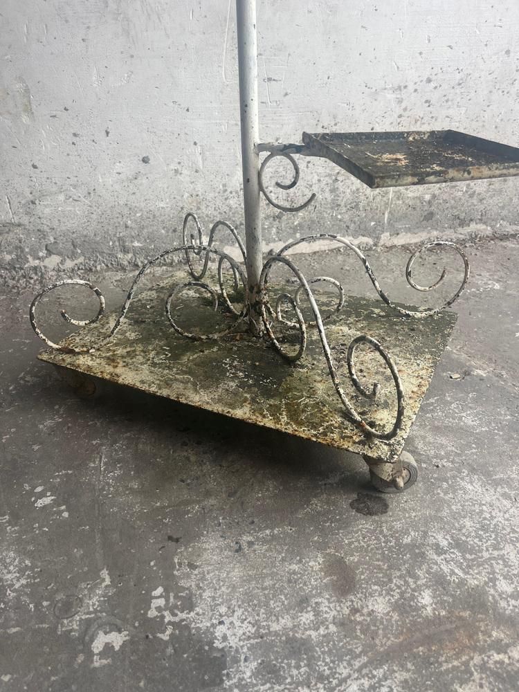 Vintage Metal Plant Stand On Wheels photo for sale