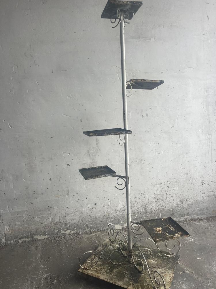 Vintage Metal Plant Stand On Wheels photo Home Decor