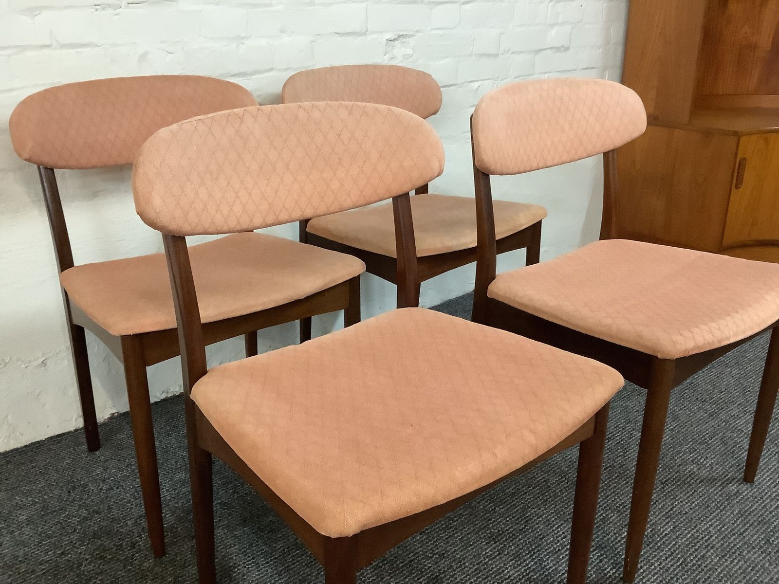Set Of Four Greaves & Thomas Teak Dining Chairs. Produced London 1950s. photo for sale