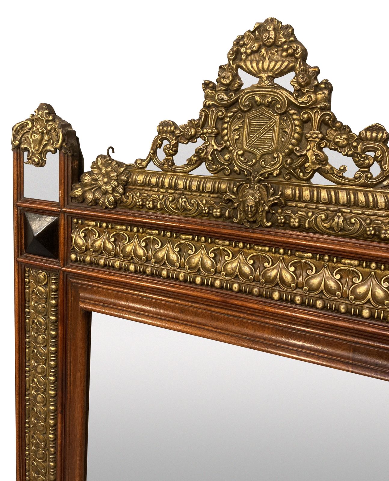 A XIX Century Flemish Mirror With Fine Repousse Brass photo Home Decor