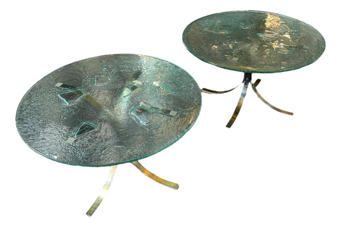 Brutalist Ronde Salontafels, Jaren 1970, Set Van 2