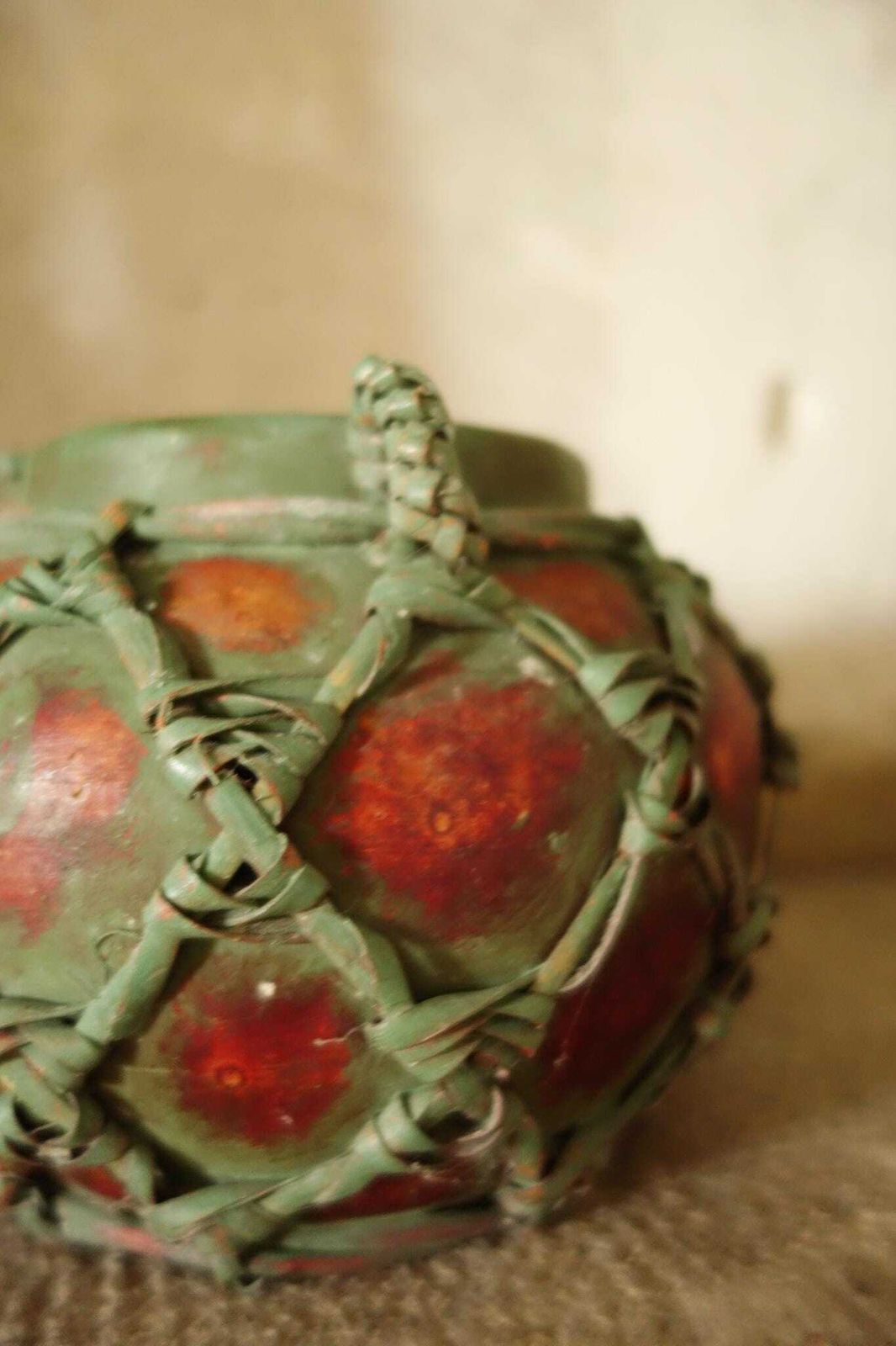 Unusual Folk Art Vase – Ceramic Vessel With Woven Relief Design photo 102.0