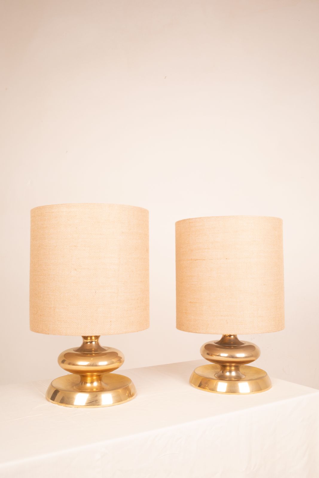 Pair Of C 363 Lamps, 24k Gold Edition, Italy Lights, 1970 photo vintage