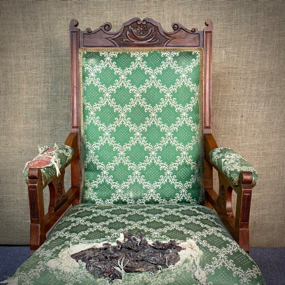 Attractive Antique Victorian Carved Mahogany Armchair For Reupholstery photo Furniture