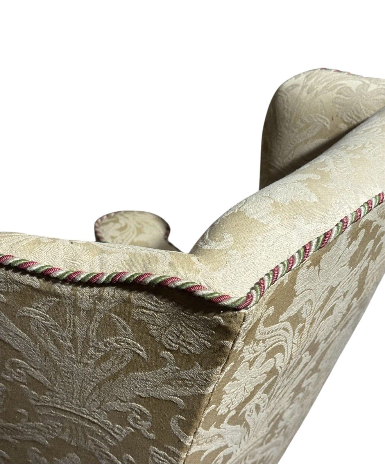 photo furniture Antique Walnut Armchair Crimson Damask Upholstery Art Deco Style Alfred Allen