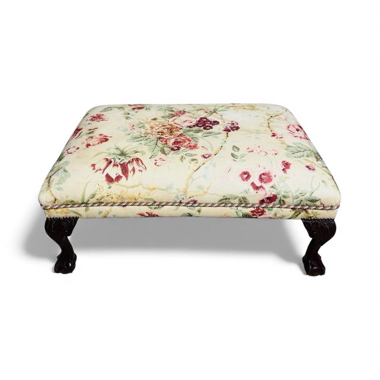 Antique Walnut Armchair Crimson Damask Upholstery Art Deco Style Alfred Allen