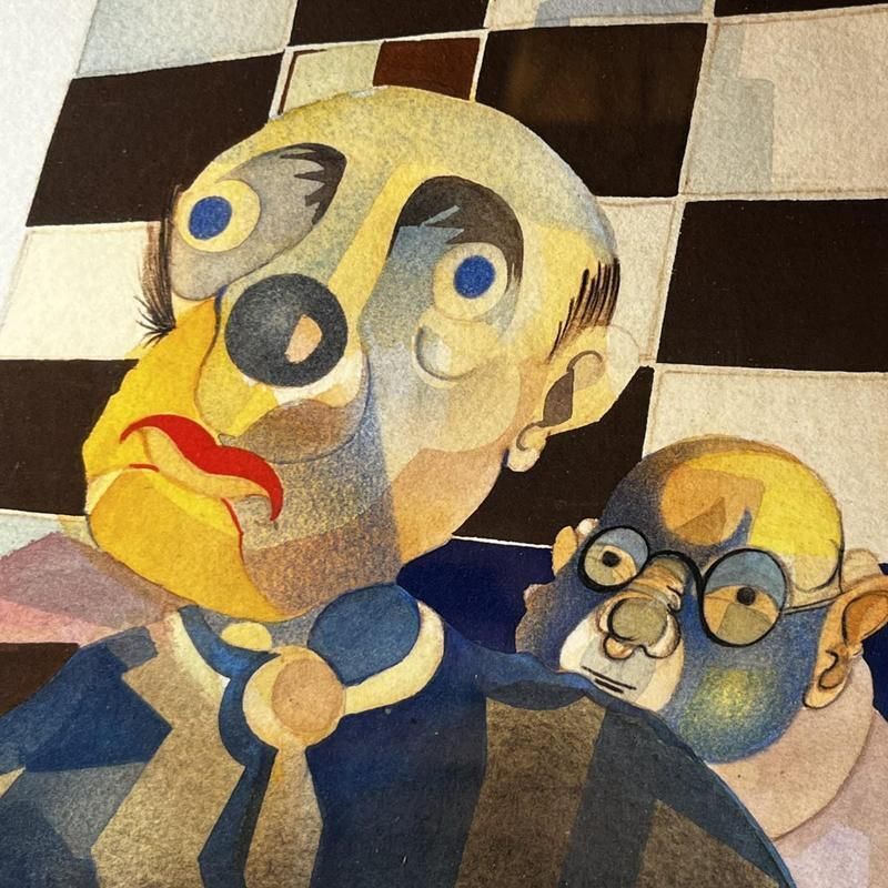 David, Cubo Surrealist Composition, 1974, Mixed Media On Paper, Framed photo furniture