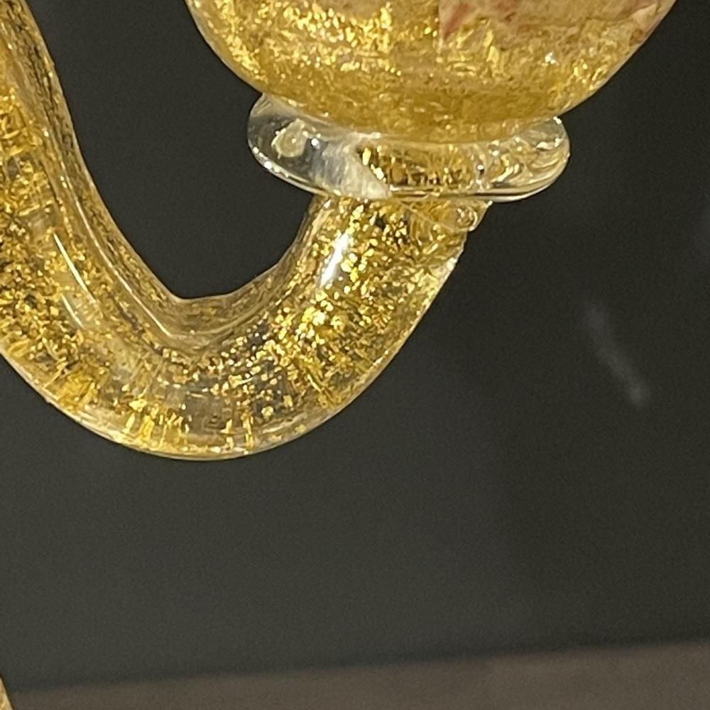 Murano Candleholder In Golden Glitter Glass By Ercole Barovier & Toso, 1950s photo vintage