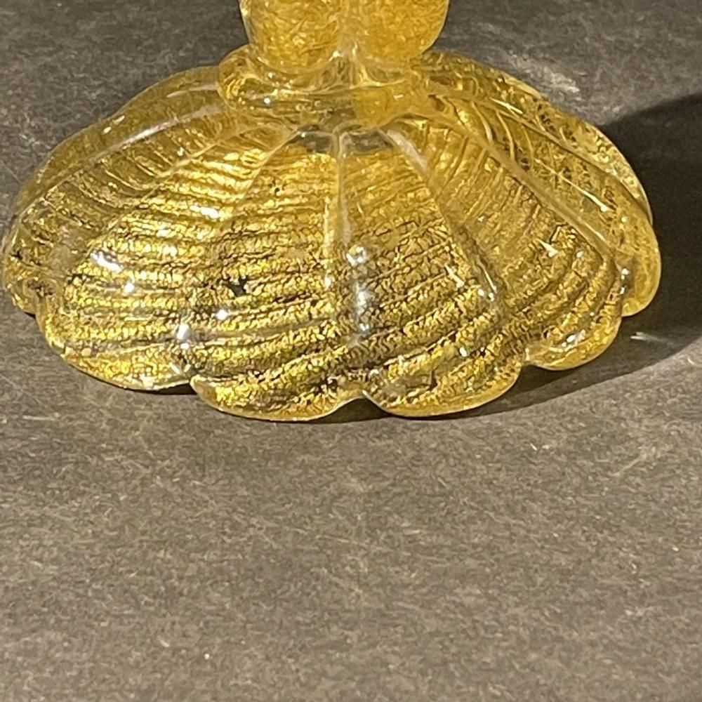 photo vintage Murano Candleholder In Golden Glitter Glass By Ercole Barovier & Toso, 1950s