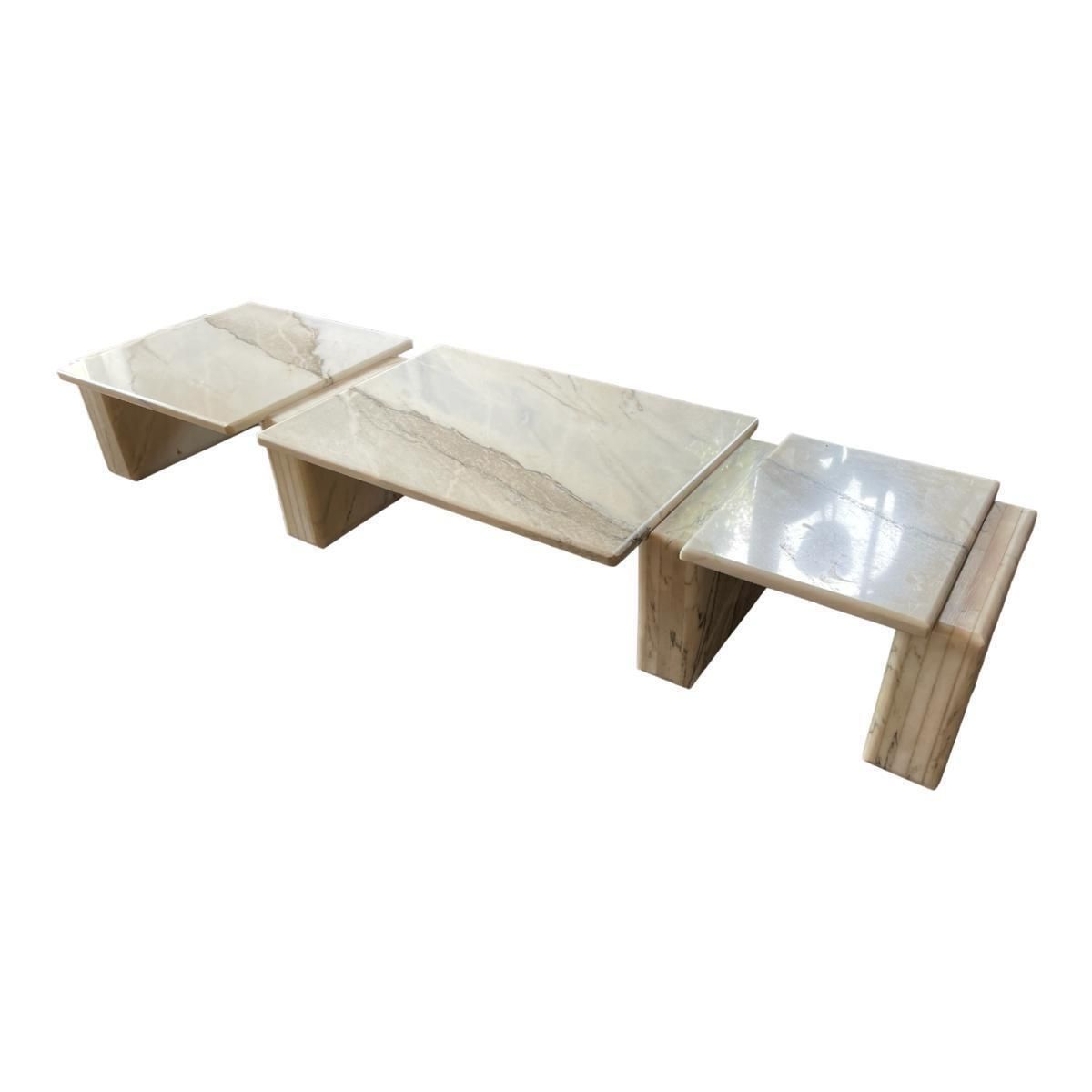 Italian Carrara Marble Modular Coffee Tables By Mario Bellini, 1970s, Set Of 7 photo furniture