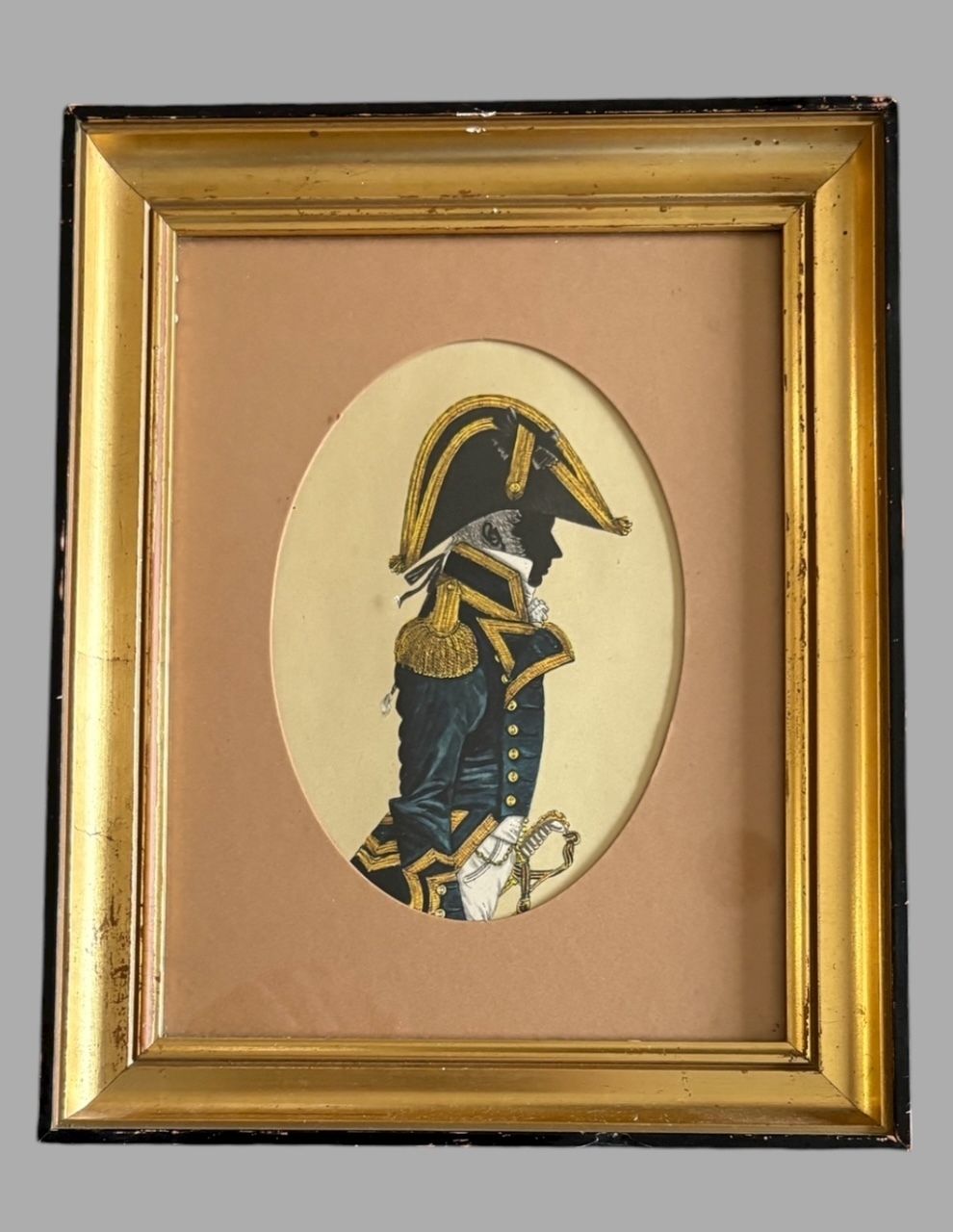 Pair Of Hand Coloured Napoleonic Officer Silhouettes, C.1890–1910 photo furniture