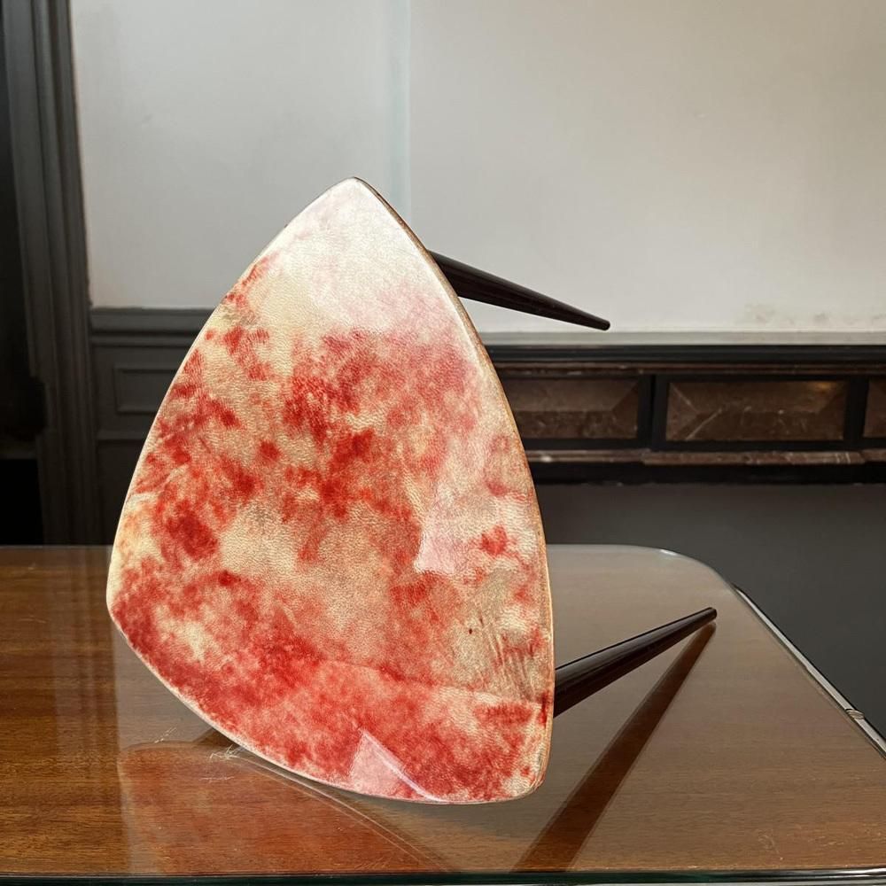 Coffee Table In Red Lacquered Goatskin Parchment From Aldo Tura, Italy, 1950s photo for sale