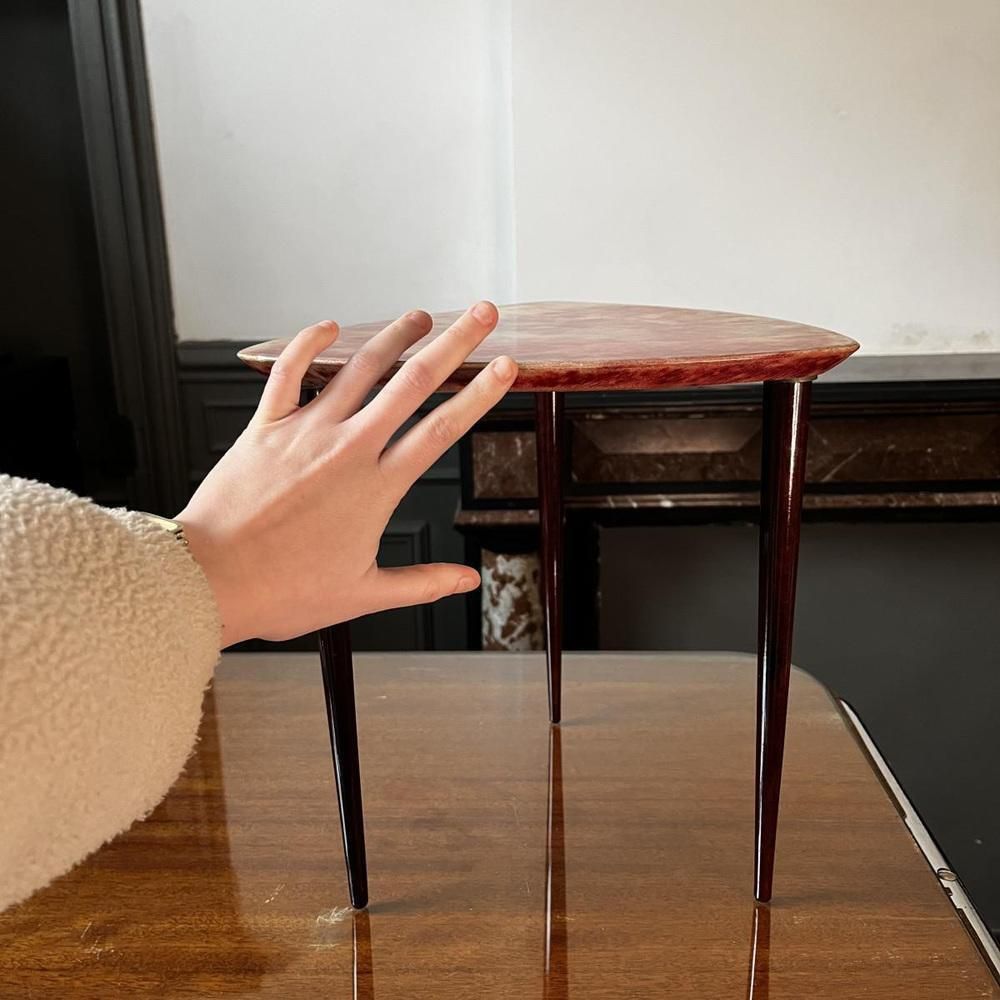 1384.0 Coffee Table In Red Lacquered Goatskin Parchment From Aldo Tura, Italy, 1950s photo