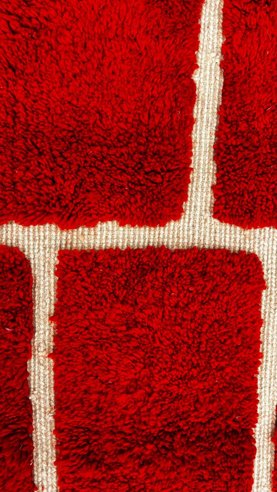 Textiles Handwoven Moroccan Mrirt Wool Rug 190x300 Cm | Red And Cream Geometric Design | Modern Berber Carpet / Moroccan Beni Ourain Carpet photo