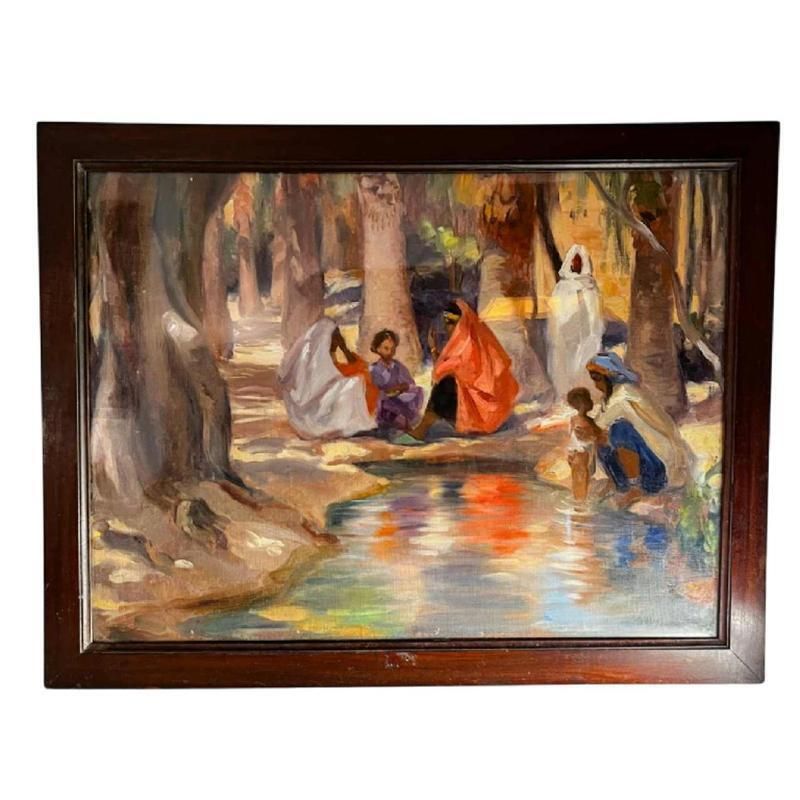 photo buy Charles Ernest Smets, Oasis Of Tinghir, Morocco, 1940s, Oil On Canvas, Framed